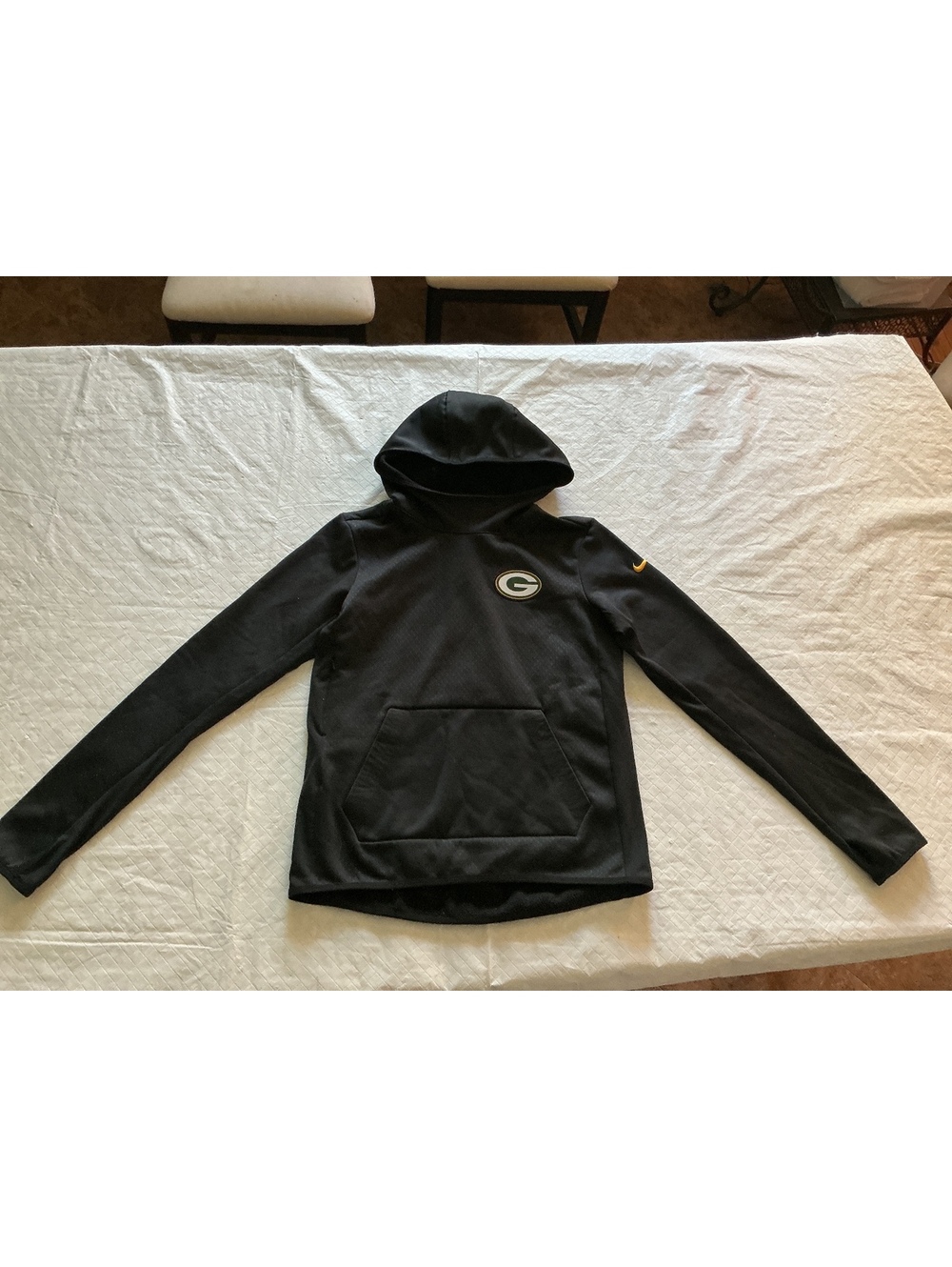 Nike Therma-FIT Green Bay Packers Men’s S Pullover Hoodie Side Zip Black